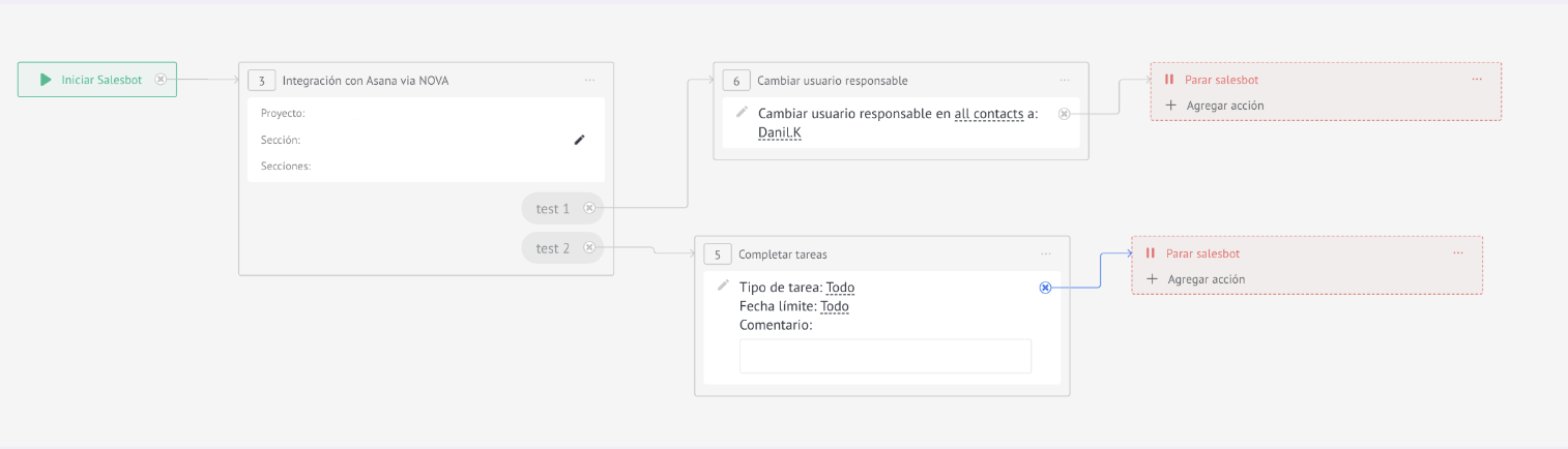 Selecciona una etapa en Asana