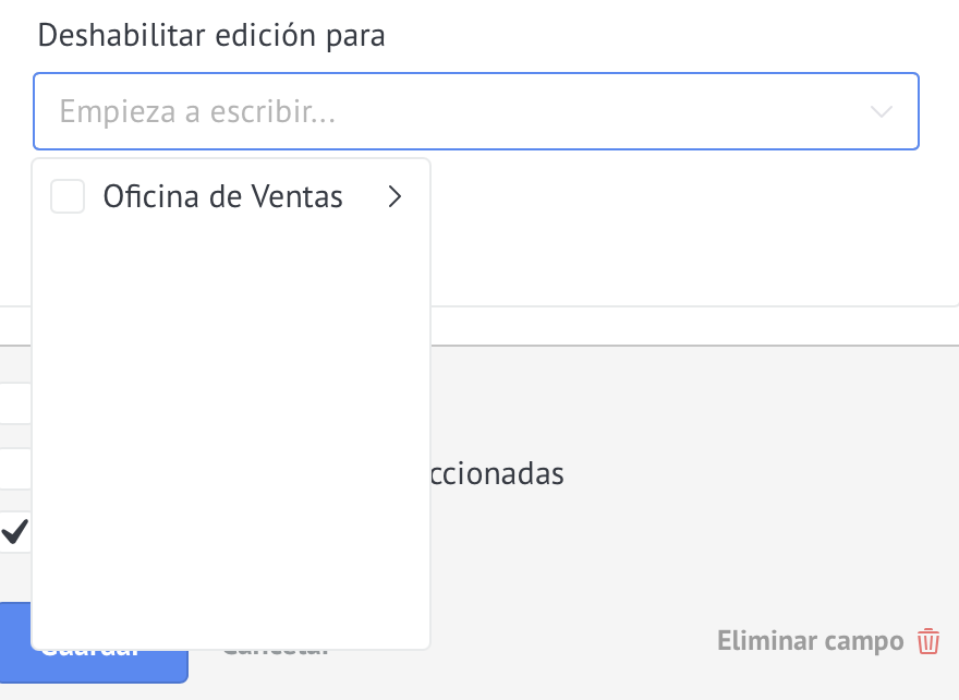 Restringir los derechos para editar campos en un lead