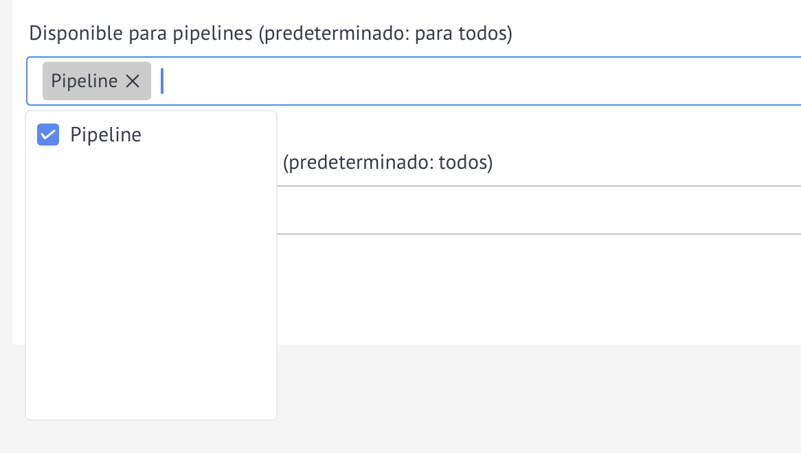 Selección de pipelines para el cálculo en la configuración del widget